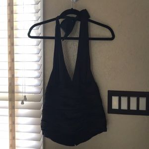 Adjustable Halter Black Top